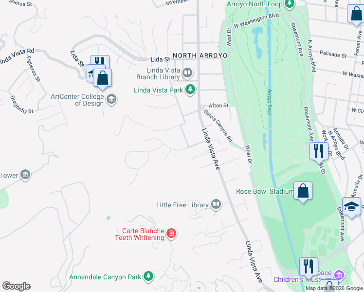 map of restaurants, bars, coffee shops, grocery stores, and more near 1112 Wellington Avenue in Pasadena