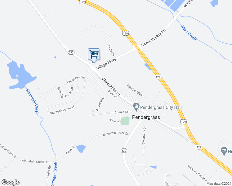 map of restaurants, bars, coffee shops, grocery stores, and more near 662 Old Gainesville Highway in Pendergrass