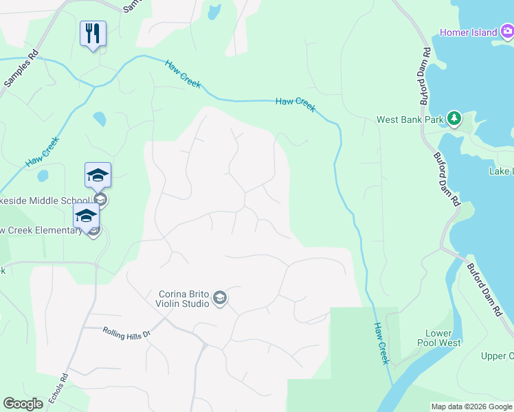 map of restaurants, bars, coffee shops, grocery stores, and more near 3025 New Chancellor Way in Cumming