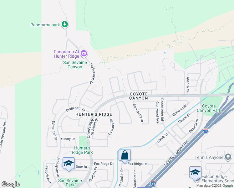 map of restaurants, bars, coffee shops, grocery stores, and more near 14973 Mavenwood Place in Fontana