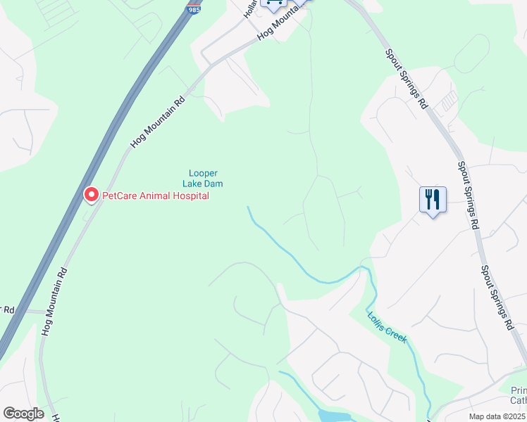 map of restaurants, bars, coffee shops, grocery stores, and more near 5020 Loving Drive in Flowery Branch