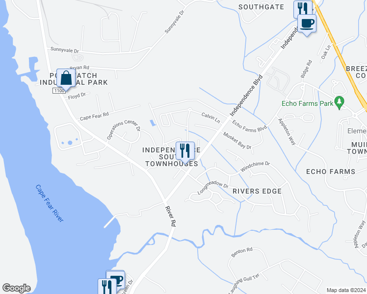 map of restaurants, bars, coffee shops, grocery stores, and more near 236 Hibiscus Way in Wilmington