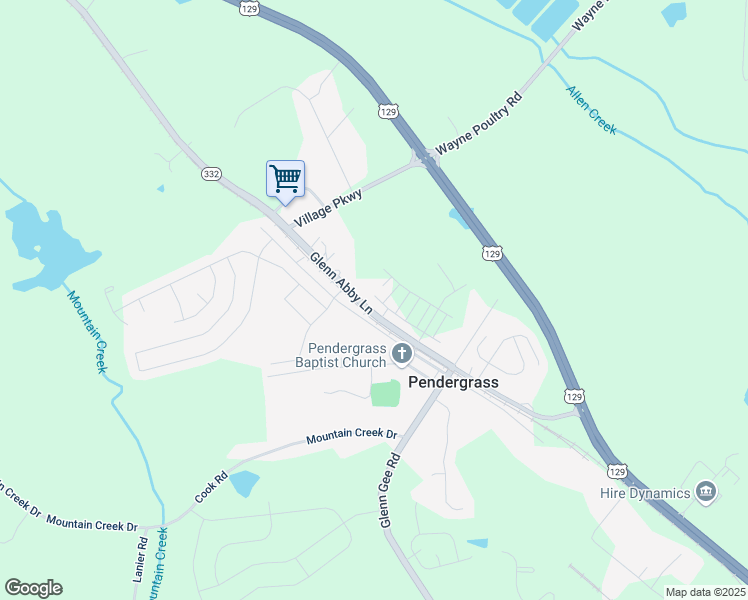 map of restaurants, bars, coffee shops, grocery stores, and more near 604 Old Gainesville Highway in Pendergrass