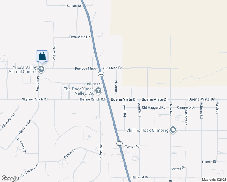 map of restaurants, bars, coffee shops, grocery stores, and more near 4828 Newton Lane in Yucca Valley