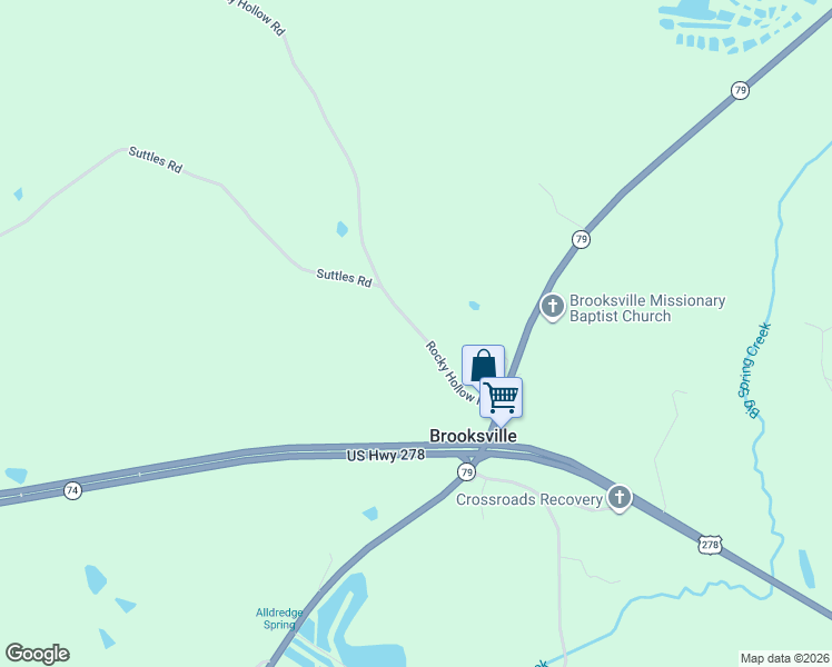 map of restaurants, bars, coffee shops, grocery stores, and more near 255 Rocky Hollow Road in Blountsville