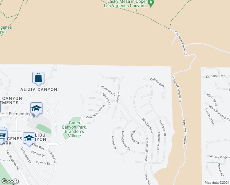 map of restaurants, bars, coffee shops, grocery stores, and more near 25815 Chalmers Place in Calabasas