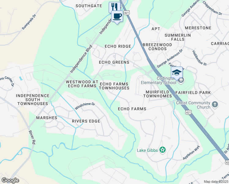 map of restaurants, bars, coffee shops, grocery stores, and more near 302 Wimbledon Court in Wilmington