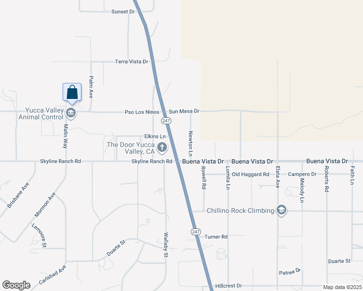 map of restaurants, bars, coffee shops, grocery stores, and more near 4828 Newton Lane in Yucca Valley
