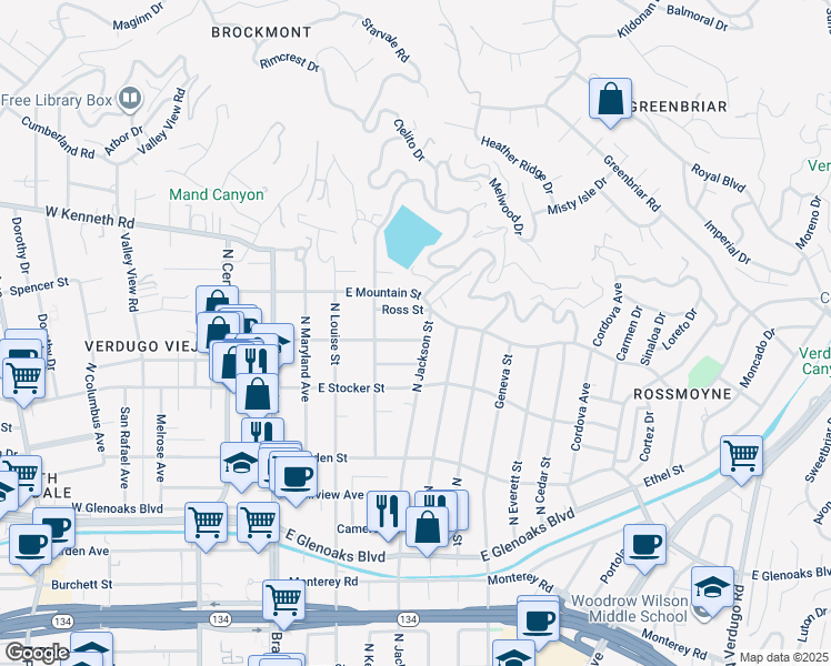 map of restaurants, bars, coffee shops, grocery stores, and more near 435 East Randolph Street in Glendale