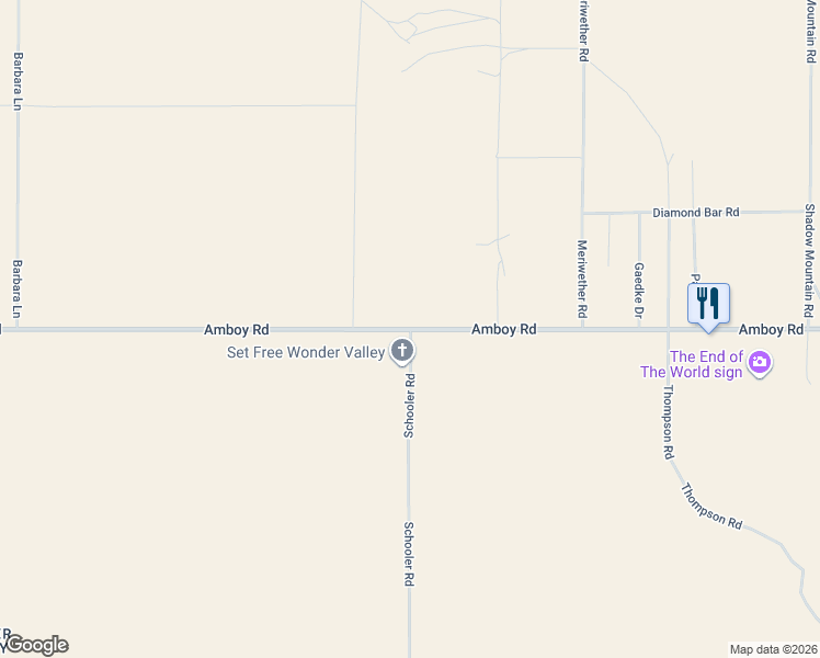 map of restaurants, bars, coffee shops, grocery stores, and more near 4701 Schooler Road in Twentynine Palms