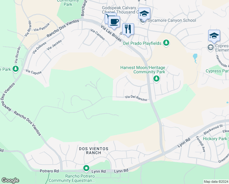 map of restaurants, bars, coffee shops, grocery stores, and more near 687 Via Vista in Thousand Oaks