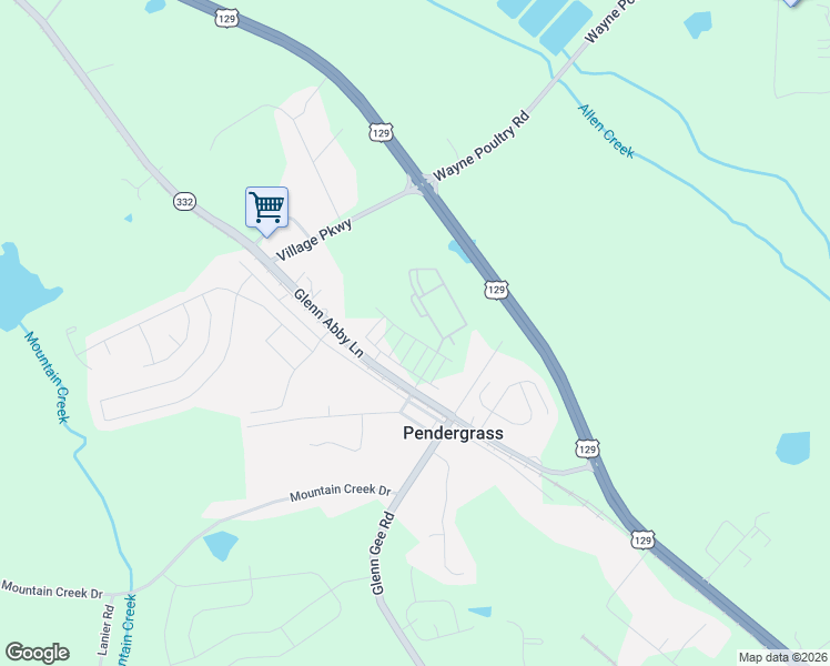 map of restaurants, bars, coffee shops, grocery stores, and more near 476 North Old Gainesville Highway in Pendergrass