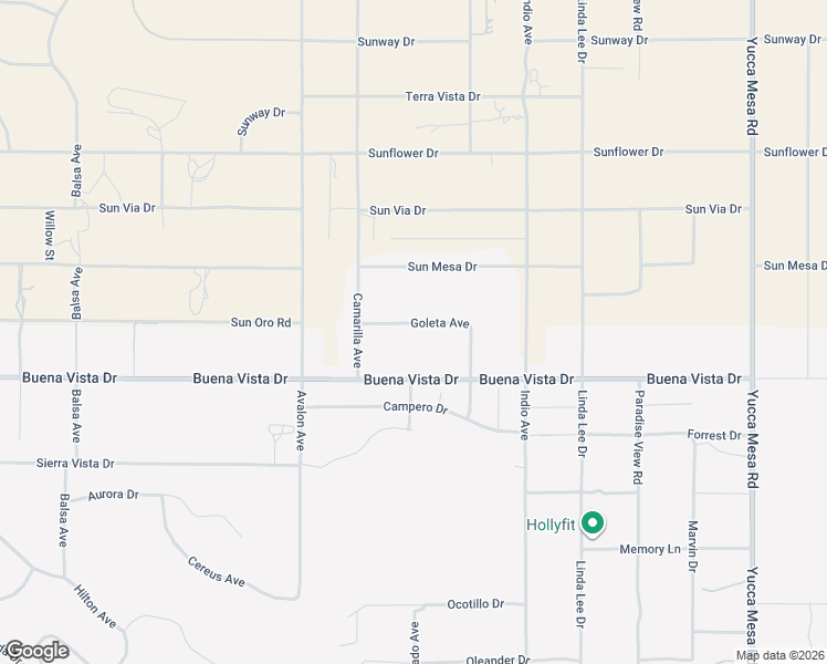 map of restaurants, bars, coffee shops, grocery stores, and more near Oro Drive in Yucca Valley