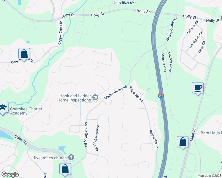 map of restaurants, bars, coffee shops, grocery stores, and more near 436 Crestmont Lane in Canton
