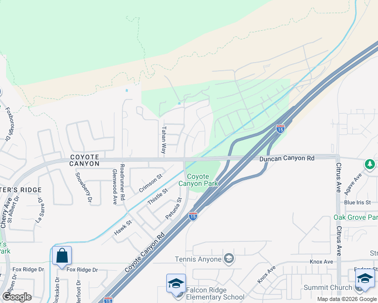 map of restaurants, bars, coffee shops, grocery stores, and more near 4884 Stoneglen Avenue in Fontana