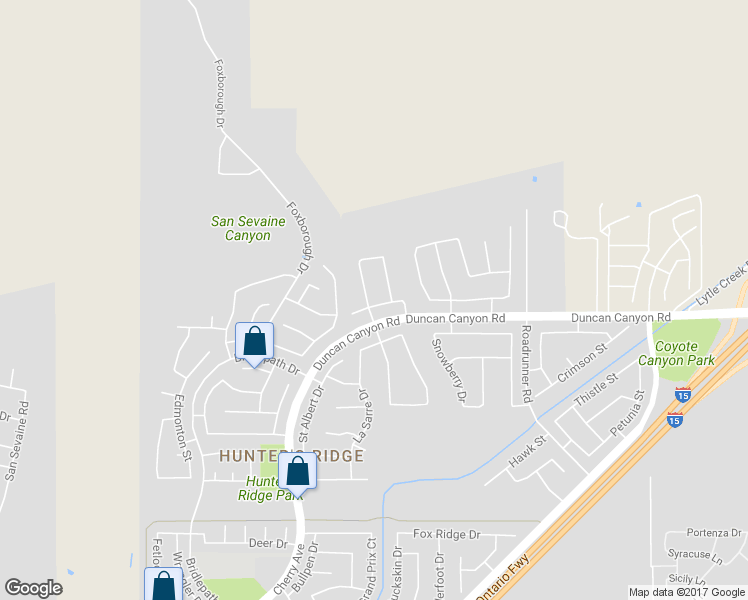 map of restaurants, bars, coffee shops, grocery stores, and more near 4873 Brookside Avenue in Fontana