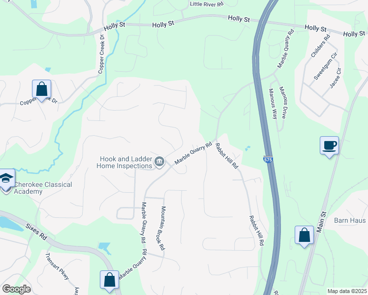 map of restaurants, bars, coffee shops, grocery stores, and more near 436 Crestmont Lane in Canton