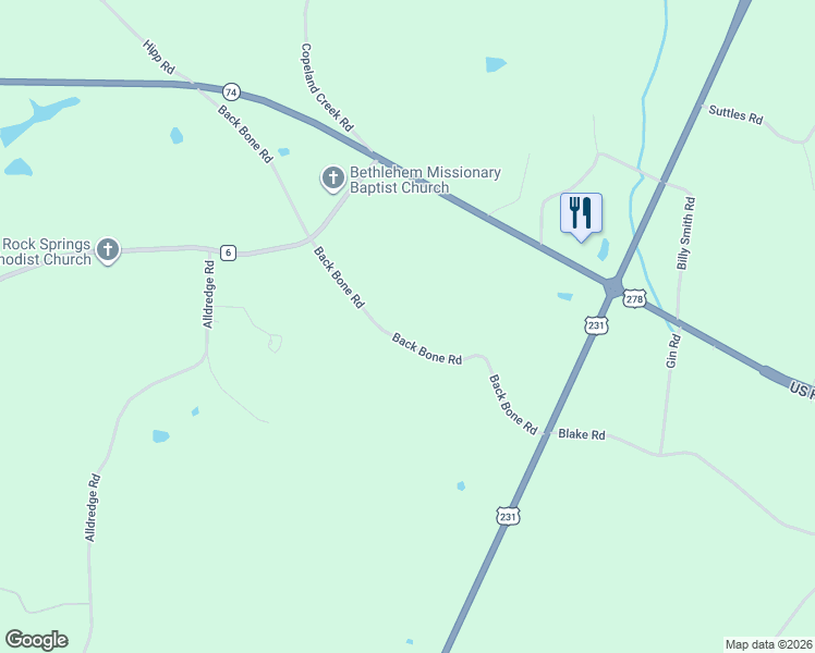 map of restaurants, bars, coffee shops, grocery stores, and more near 755 Back Bone Road in Blountsville