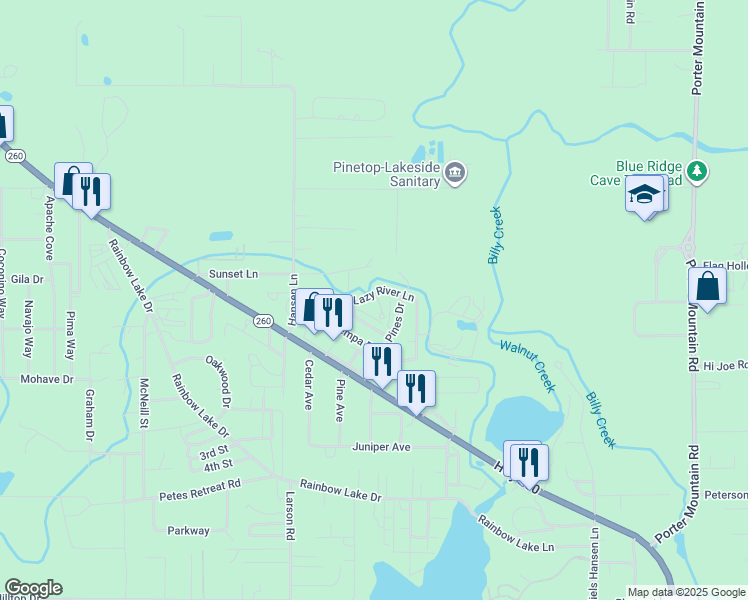 map of restaurants, bars, coffee shops, grocery stores, and more near 2917 Lazy River Lane in Lake of the Woods
