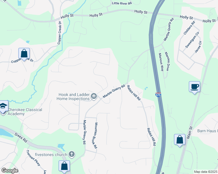 map of restaurants, bars, coffee shops, grocery stores, and more near 438 Crestmont Lane in Canton