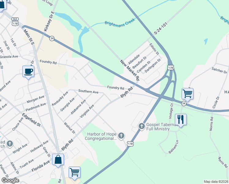 map of restaurants, bars, coffee shops, grocery stores, and more near 110A Maplewood Court in Greenwood