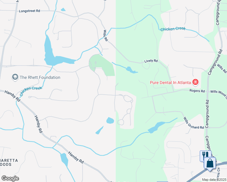map of restaurants, bars, coffee shops, grocery stores, and more near 3274 Watsons Bend in Alpharetta