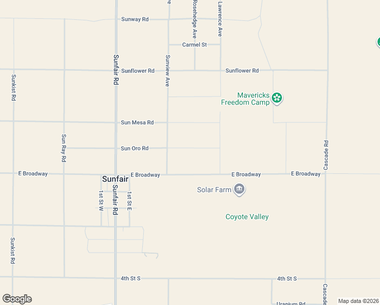 map of restaurants, bars, coffee shops, grocery stores, and more near 65154 East Broadway in Joshua Tree