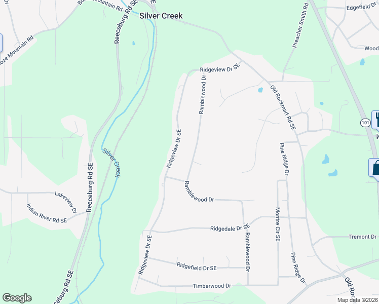 map of restaurants, bars, coffee shops, grocery stores, and more near 32 Ramblewood Drive in Silver Creek