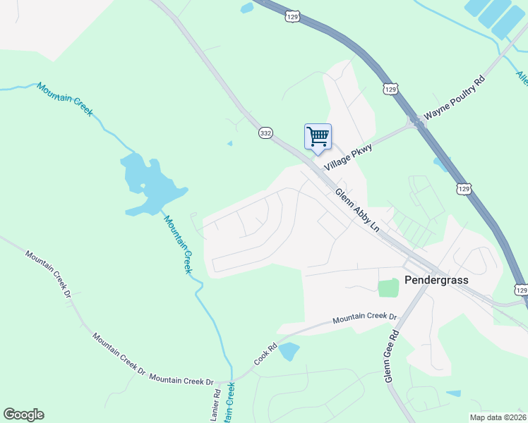 map of restaurants, bars, coffee shops, grocery stores, and more near in Pendergrass