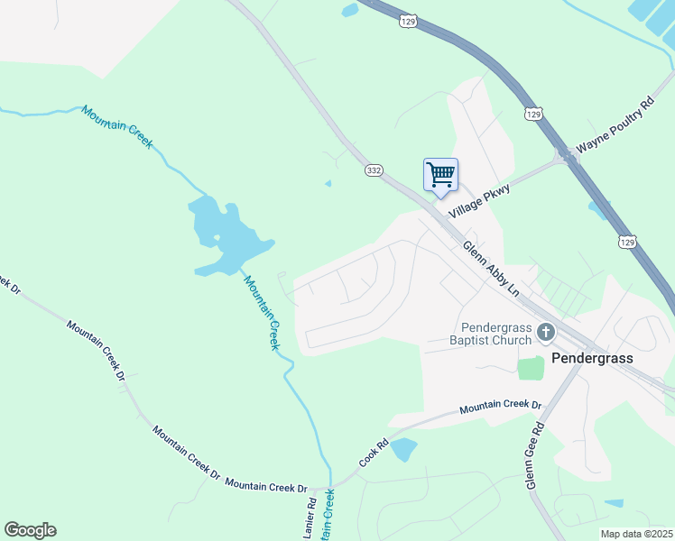 map of restaurants, bars, coffee shops, grocery stores, and more near Unnamed Road in Pendergrass