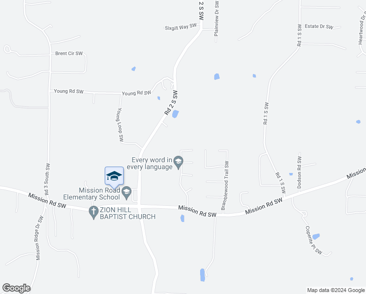 map of restaurants, bars, coffee shops, grocery stores, and more near 45 Bramblewood Drive Southwest in Cartersville