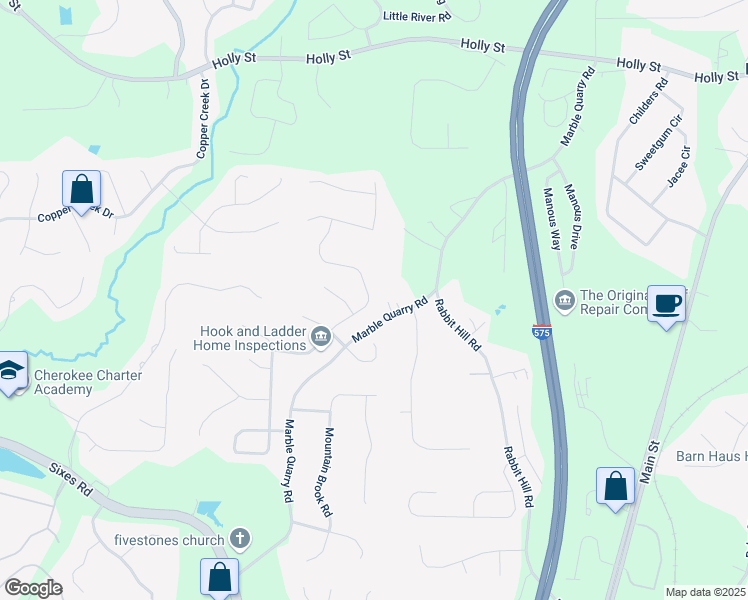 map of restaurants, bars, coffee shops, grocery stores, and more near 440 Crestmont Lane in Canton