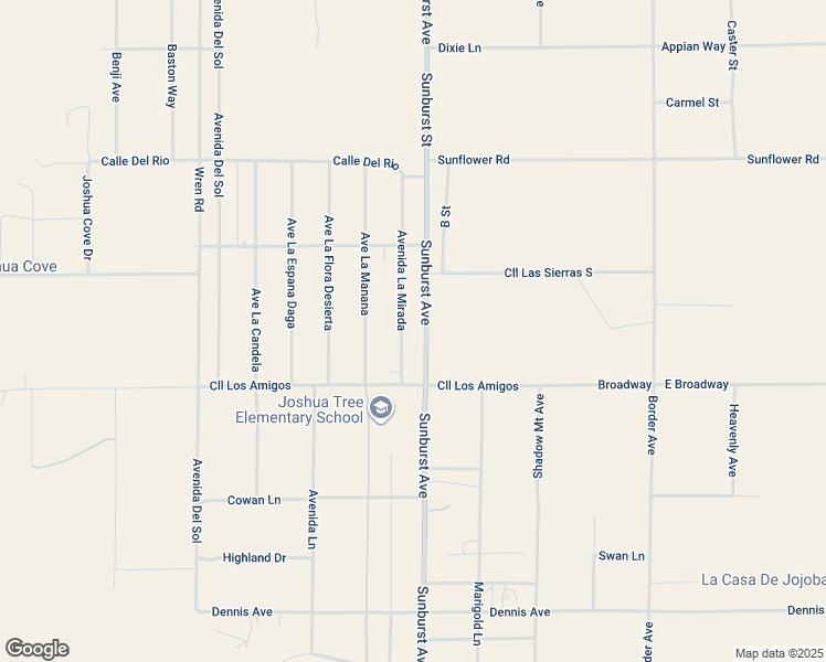 map of restaurants, bars, coffee shops, grocery stores, and more near 4805 Avenida La Mirada in Joshua Tree