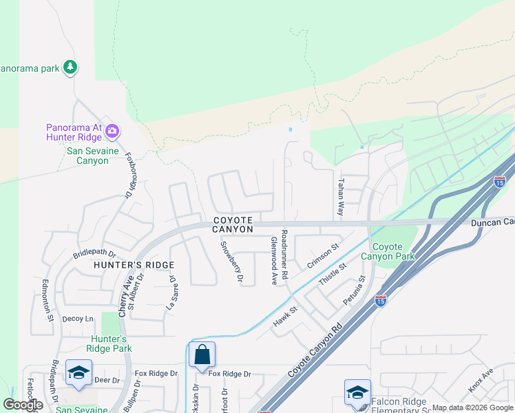 map of restaurants, bars, coffee shops, grocery stores, and more near 15163 Willow Wood Lane in Fontana