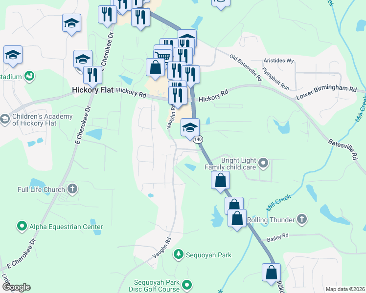 map of restaurants, bars, coffee shops, grocery stores, and more near 300 Hickory Court in Canton