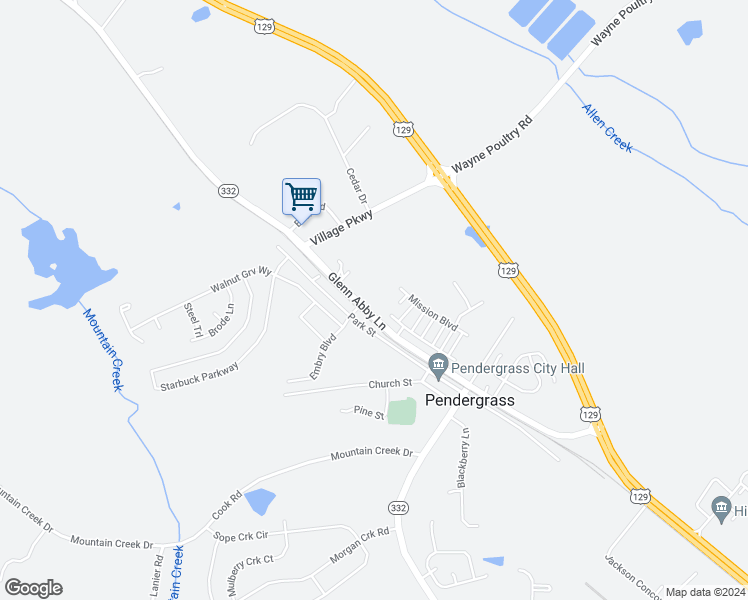 map of restaurants, bars, coffee shops, grocery stores, and more near 662 Old Gainesville Highway in Pendergrass