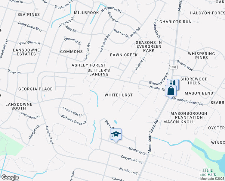 map of restaurants, bars, coffee shops, grocery stores, and more near 4019 Freedom Road in Wilmington