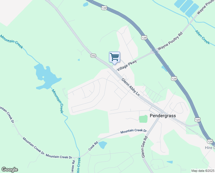 map of restaurants, bars, coffee shops, grocery stores, and more near in Pendergrass