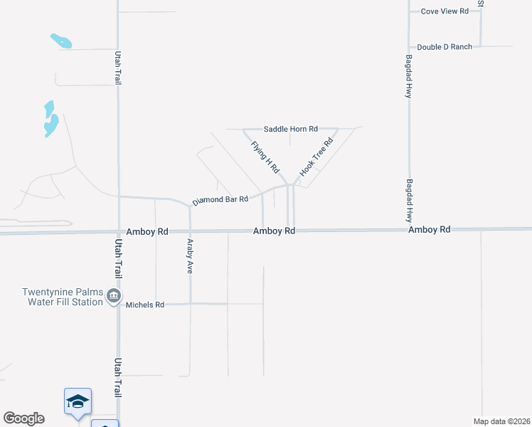 map of restaurants, bars, coffee shops, grocery stores, and more near 4866 Round Up Road in Twentynine Palms