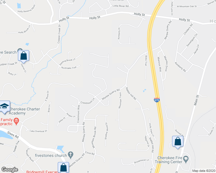 map of restaurants, bars, coffee shops, grocery stores, and more near 442 Crestmont Lane in Canton