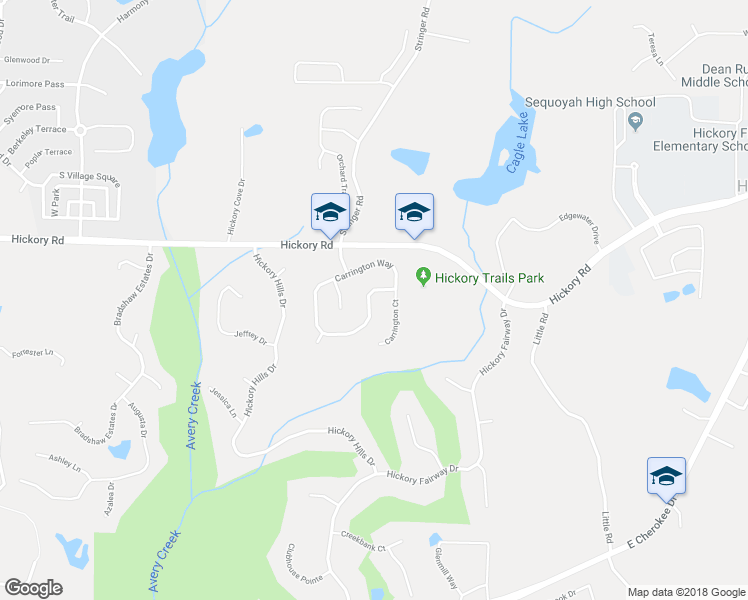 map of restaurants, bars, coffee shops, grocery stores, and more near 264 Carrington Way in Canton