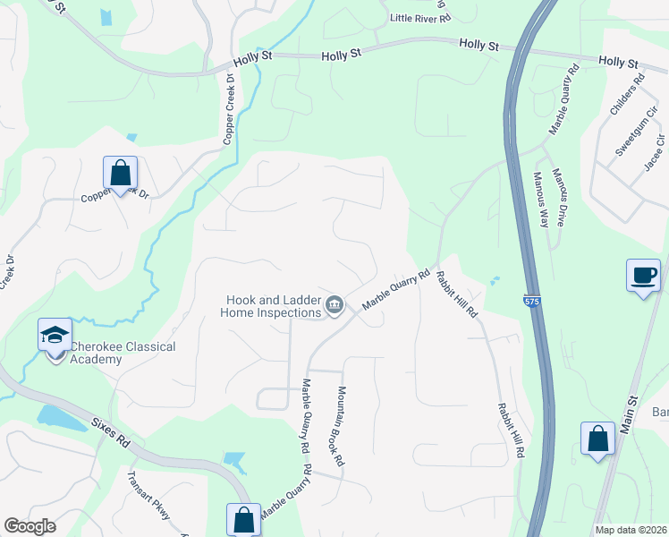 map of restaurants, bars, coffee shops, grocery stores, and more near 211 Sawtooth Court in Canton