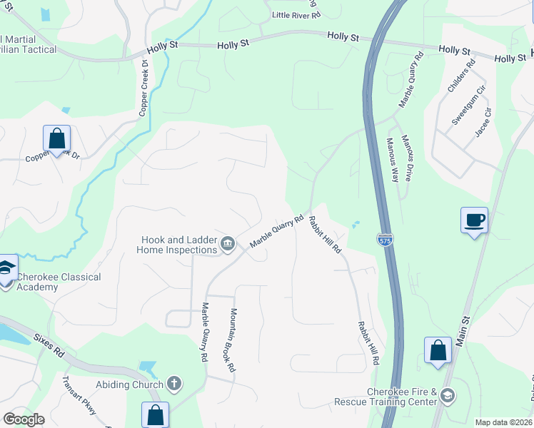 map of restaurants, bars, coffee shops, grocery stores, and more near 438 Crestmont Lane in Canton