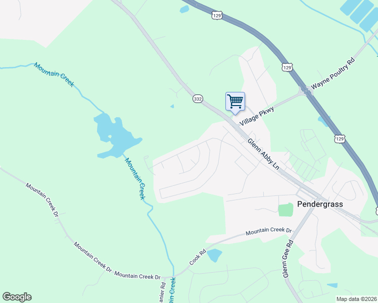 map of restaurants, bars, coffee shops, grocery stores, and more near Unnamed Road in Pendergrass