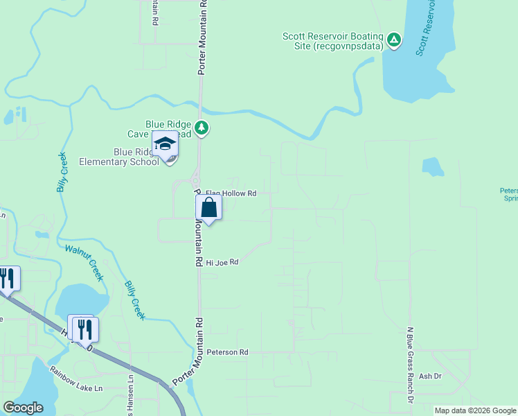 map of restaurants, bars, coffee shops, grocery stores, and more near 1231 Flag Hollow Road in Navajo County