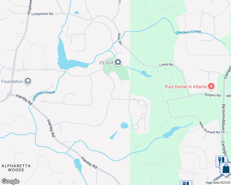 map of restaurants, bars, coffee shops, grocery stores, and more near 15911 Manor Club Drive in Alpharetta