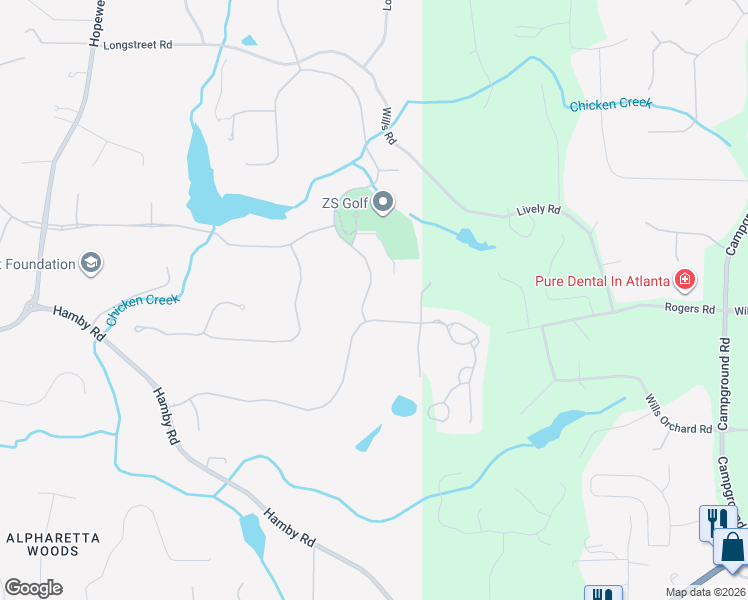map of restaurants, bars, coffee shops, grocery stores, and more near 15911 Manor Club Drive in Alpharetta