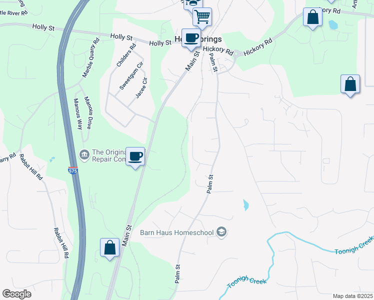 map of restaurants, bars, coffee shops, grocery stores, and more near 301 Jetta Lane in Holly Springs