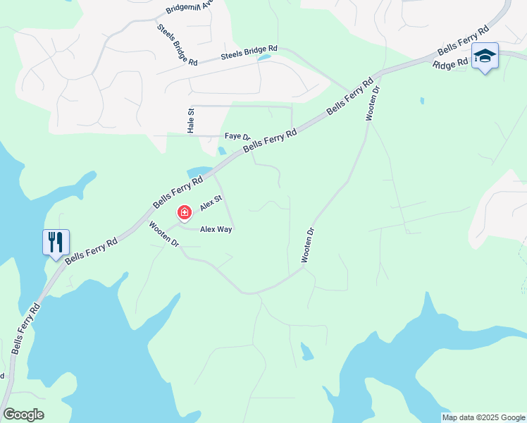 map of restaurants, bars, coffee shops, grocery stores, and more near 891 Wooten Court in Canton