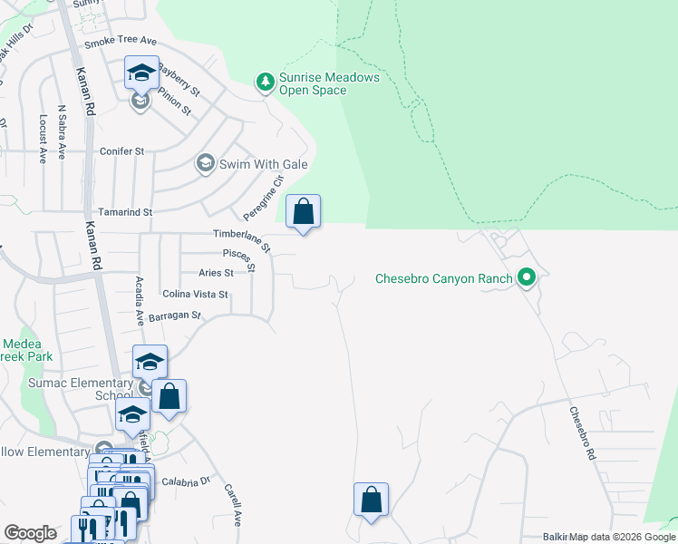 map of restaurants, bars, coffee shops, grocery stores, and more near 28611 Bamfield Drive in Agoura Hills